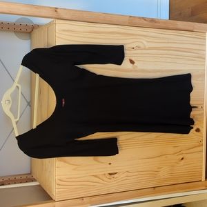 Black scoop neck, scoop back mini dress